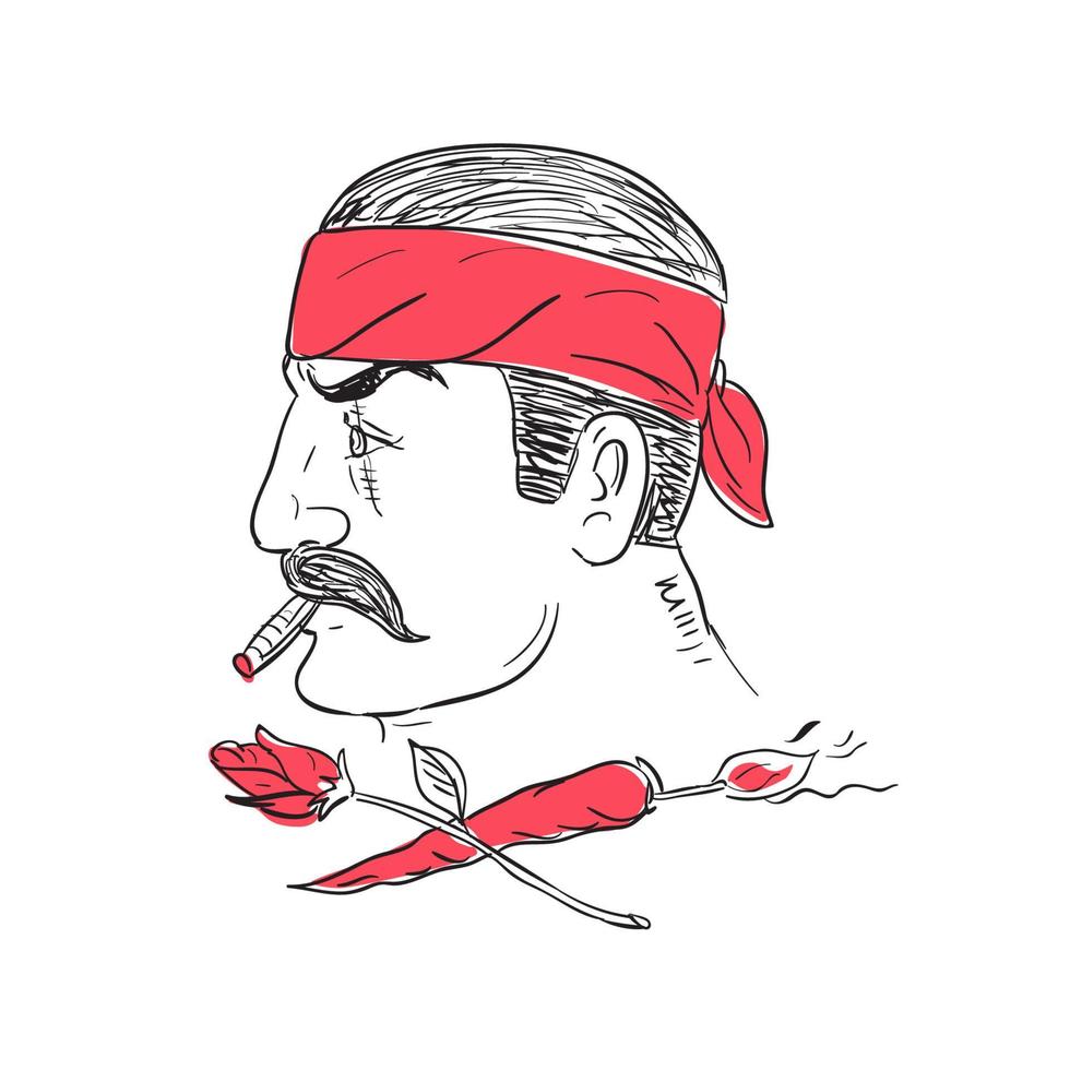 mec mexicain cigare hot chili rose dessin vecteur