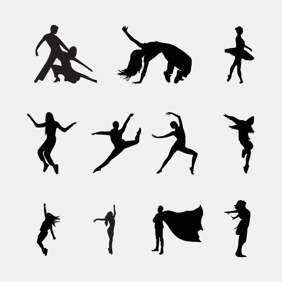 vecteur, danse, silhouette, ensemble vecteur