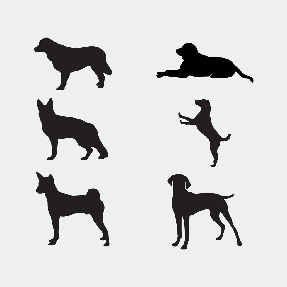 ensemble de vecteurs de silhouette de chien vecteur