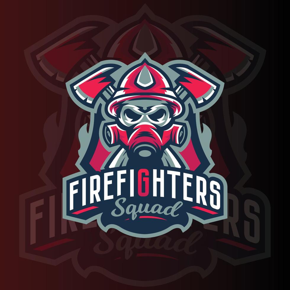 modèle vectoriel de logo de jeu e-sports pompier. logo de jeu. création de logo de sport
