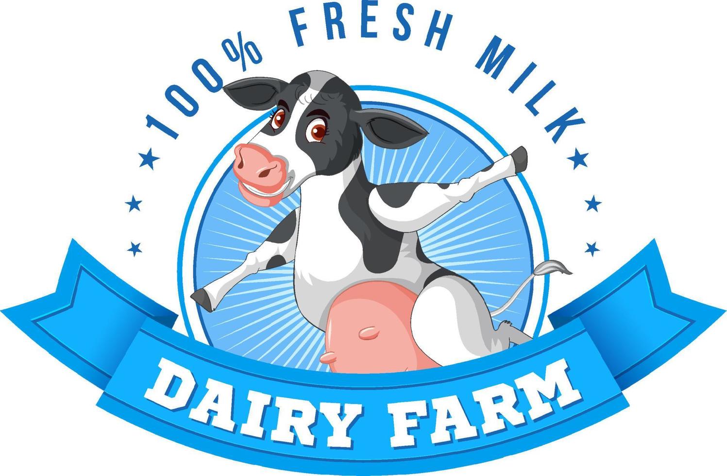 une vache avec une étiquette de ferme laitière vecteur