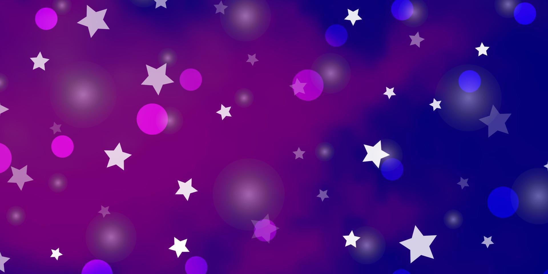 toile de fond de vecteur rose clair, bleu avec des cercles, des étoiles.