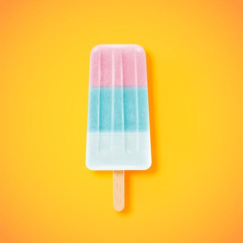 Glace réaliste coloré sur fond jaune, illustration vectorielle vecteur