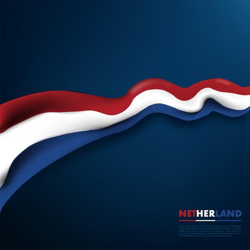 Conception réaliste de vecteur de drapeau des Pays-Bas
