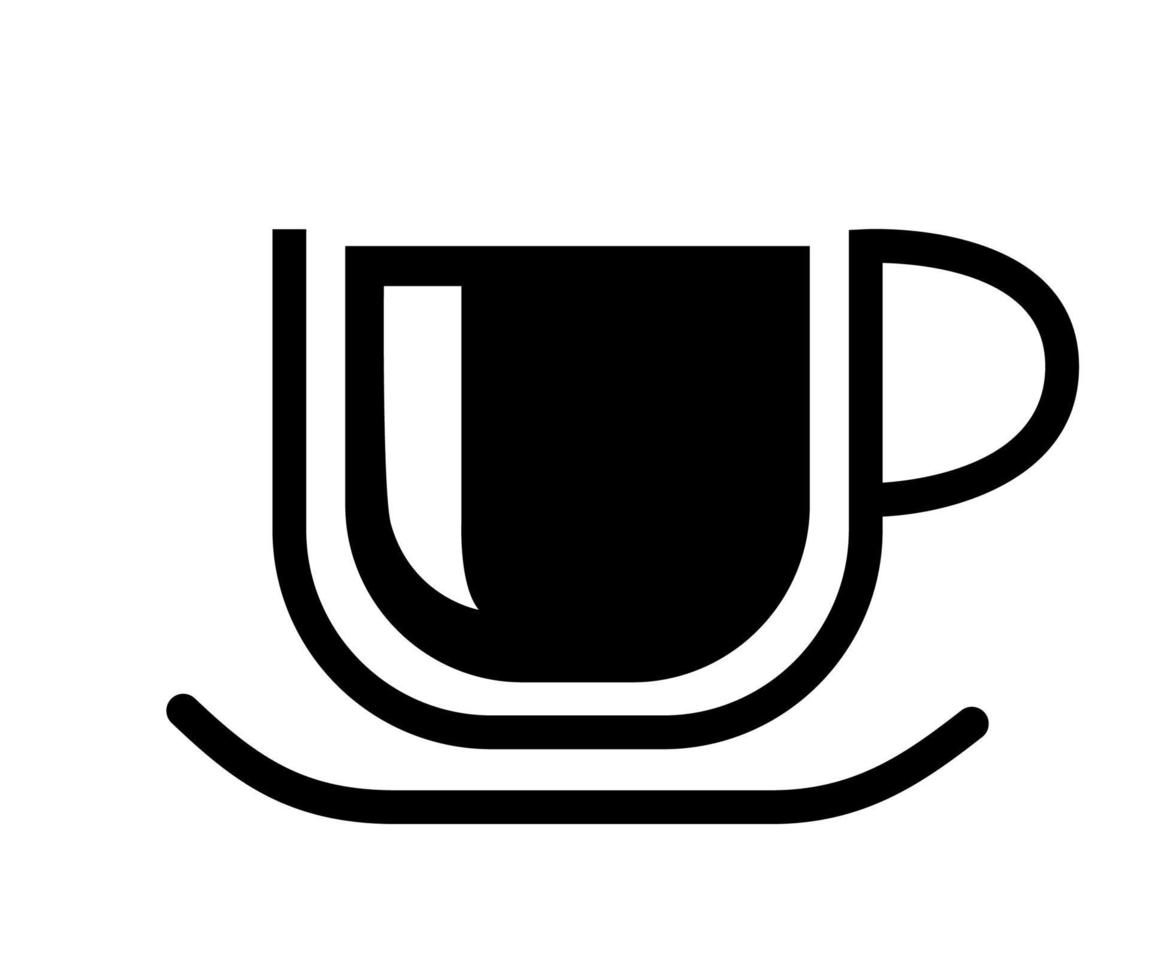 icône de tasse de café. verre noir et blanc avec signe de logo plat café. tasse avec illustration vectorielle de boisson énergétique chaude isolée sur fond blanc. vecteur