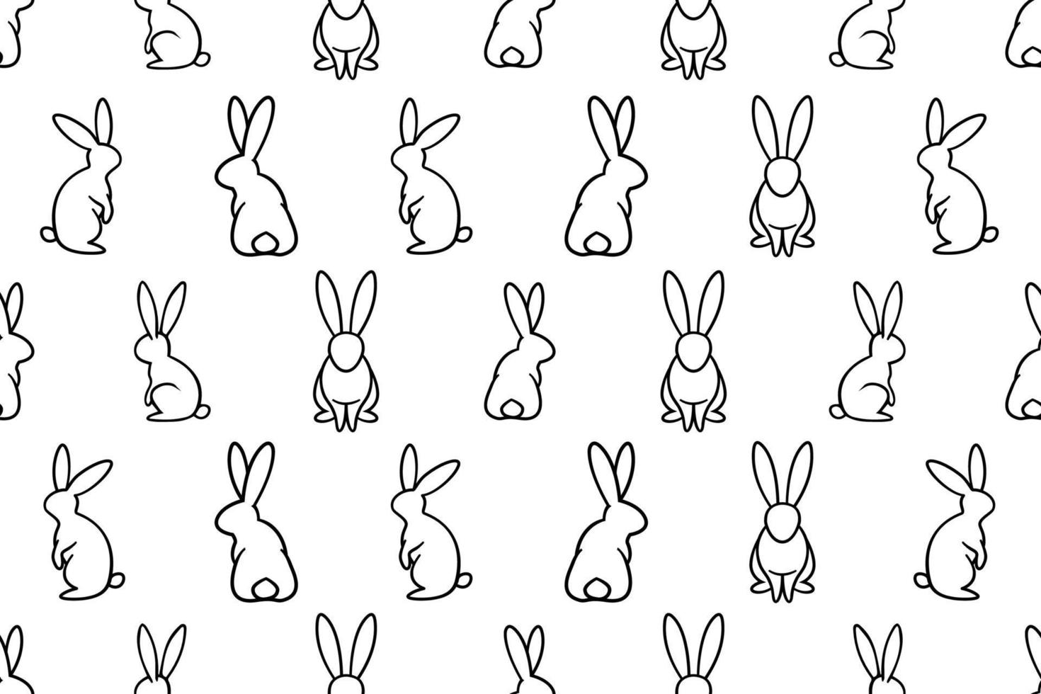 motif répétitif de lapin d'art de ligne vectorielle continue. contour des lapins vectoriels avec une fine ligne noire sur fond blanc. pour pâques, cartes postales, invitations, chambres d'enfants, motifs textiles, etc. vecteur