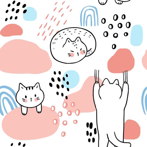 Vecteur transparente motif dessin animé mignon chats doux.