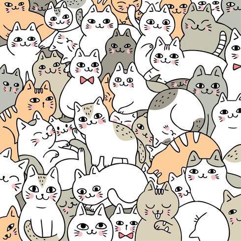 Vecteur de dessin animé mignon doodle chats.