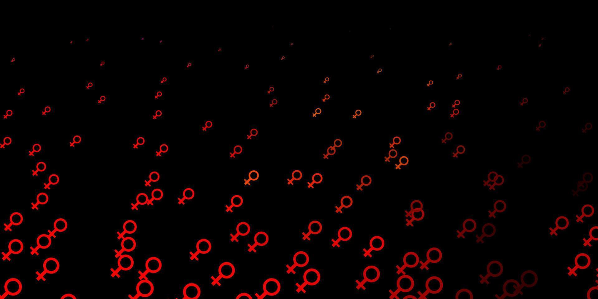 texture vectorielle rouge foncé et jaune avec des symboles des droits des femmes. vecteur