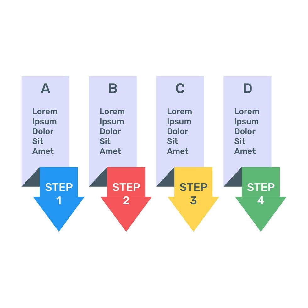 icône d'infographie d'étiquettes d'étape au design plat vecteur