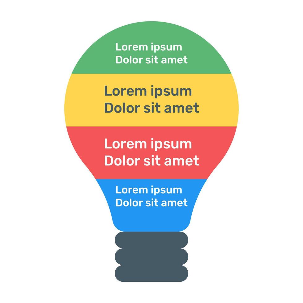 une icône d'infographie d'idée d'ampoule, vecteur plat