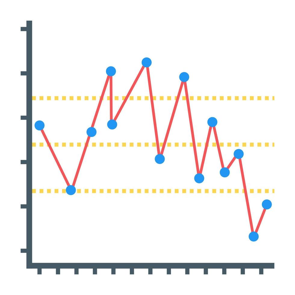 icône plate du graphique linéaire, concept de rapport financier vecteur