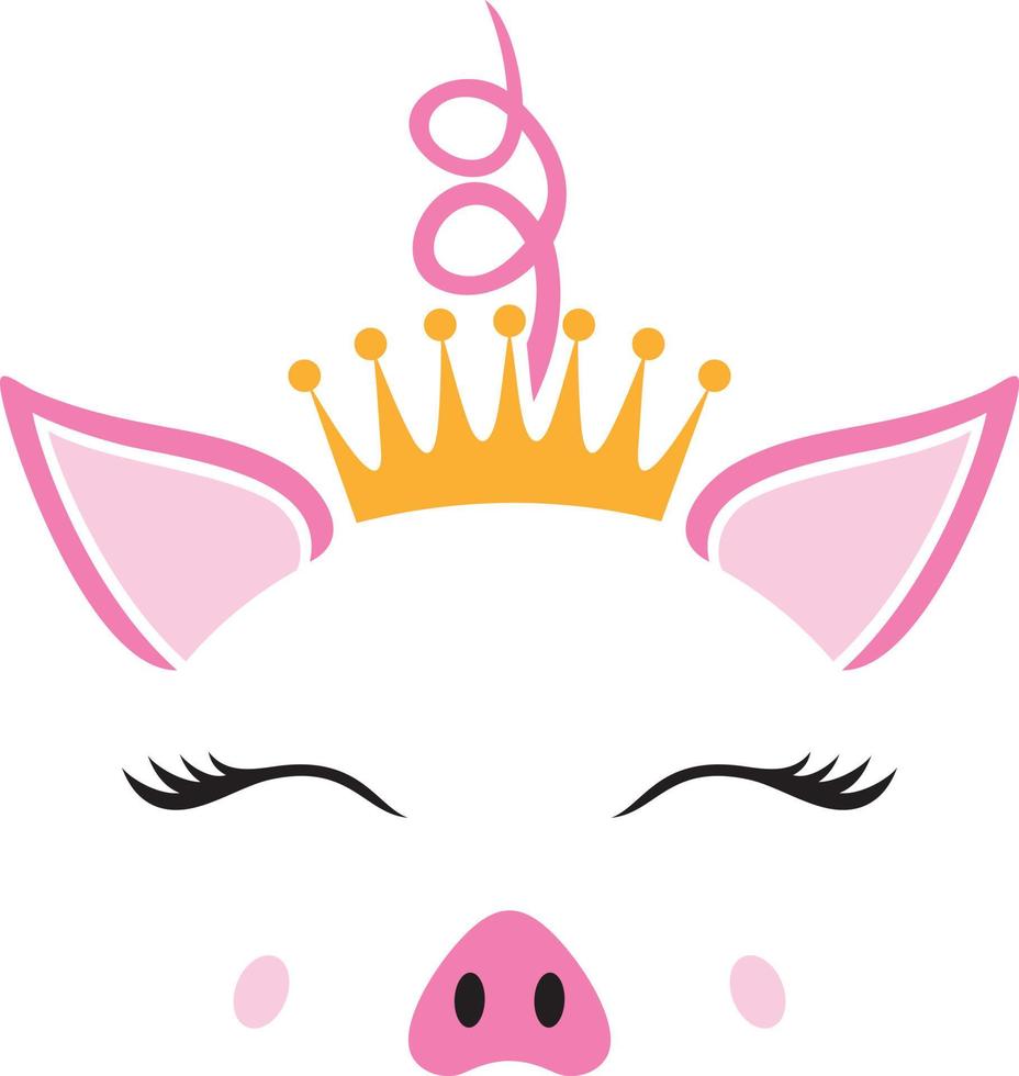 princesse cochon mignon avec illustration vectorielle couronne vecteur