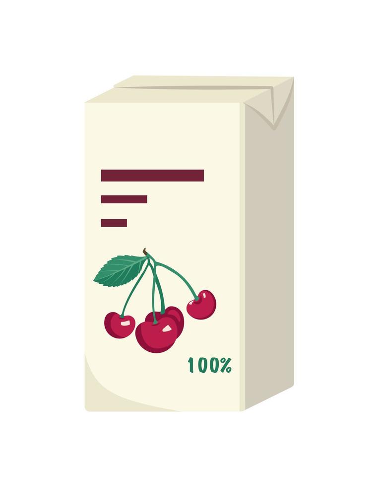 pack de jus de cerise ou de boisson. aliments et boissons sucrés et délicieux. illustration vectorielle plate vecteur