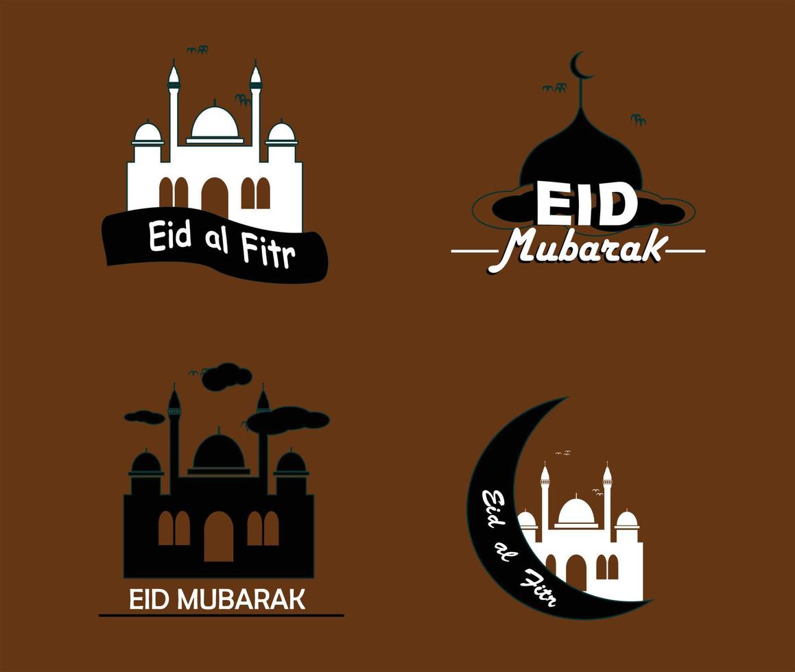 collection de dessins d'icônes de mosquée et de salutations de vacances islamiques. simple et unique. modèle de vecteur