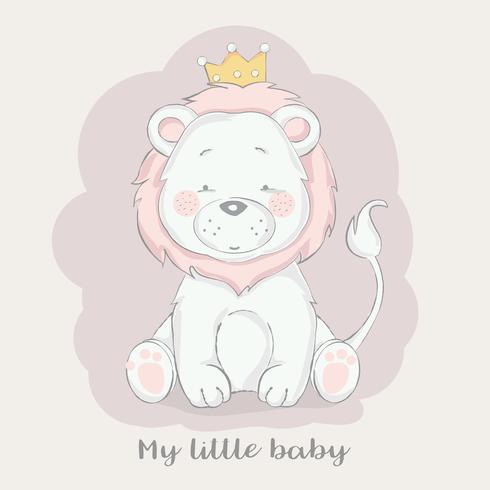 style de bébé dessiné main mignon bébé lion vecteur