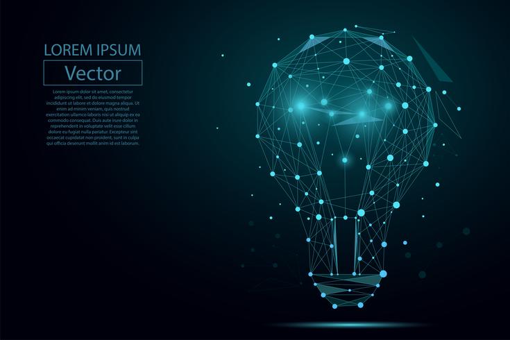 Image abstraite d&#39;une ampoule composée de points, de lignes et de formes. Illustration de vecteur d&#39;entreprise Espace poly, étoiles et univers