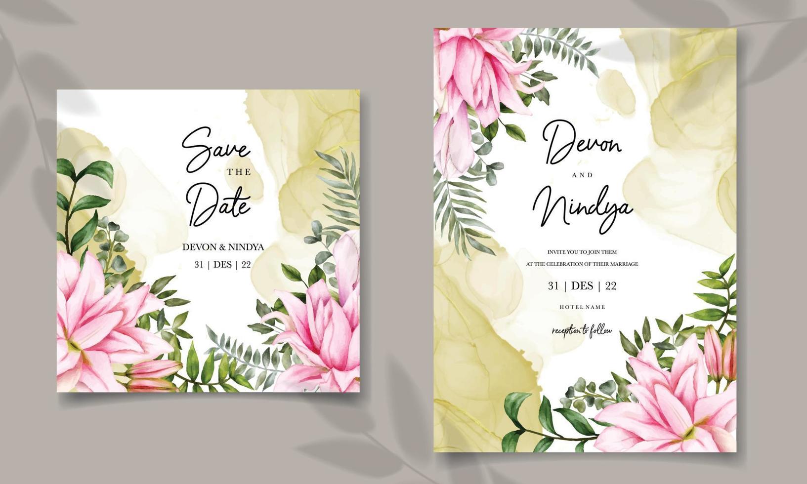 carte de mariage aquarelle floral vecteur