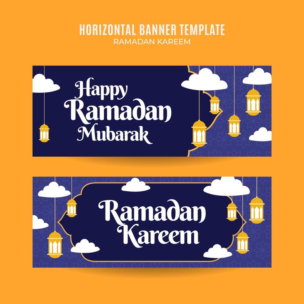 espace et arrière-plan de la bannière web horizontale ramadan kareem vecteur