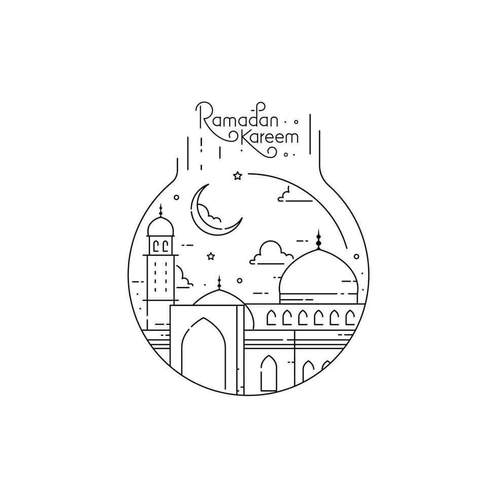 illustration vectorielle pour la célébration du mois sacré ramadan kareem avec dessin au trait vecteur