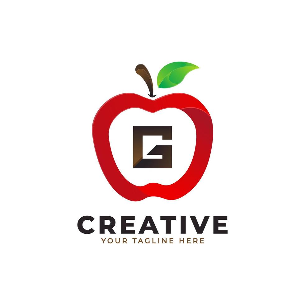 logo lettre g en pomme fraîche avec un style moderne. logos d'identité de marque conçoit le modèle d'illustration vectorielle vecteur