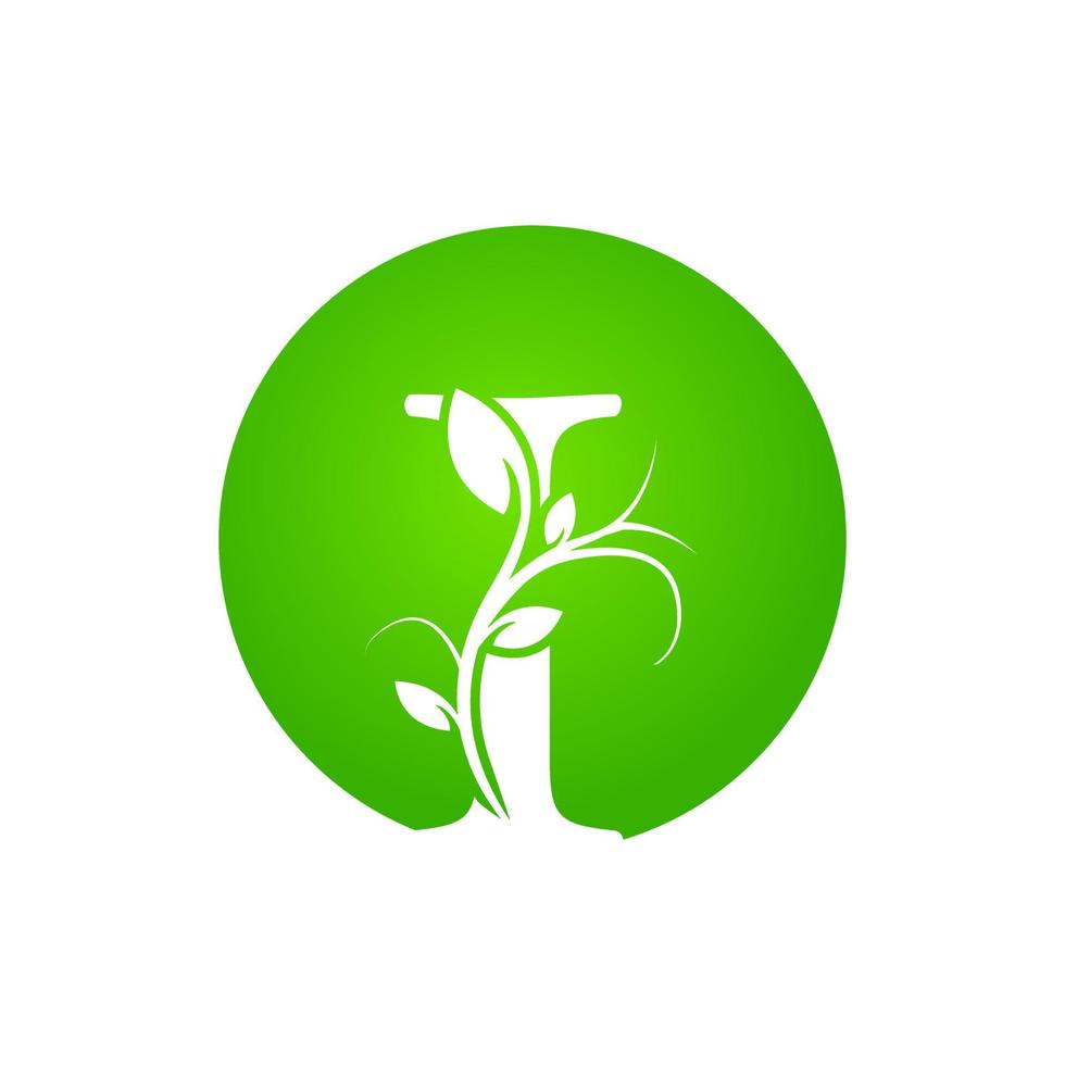 lettre i logo de spa de santé. logo alphabet floral vert avec des feuilles. utilisable pour les logos d'affaires, de mode, de cosmétiques, de spa, de science, de soins de santé, de médecine et de nature. vecteur