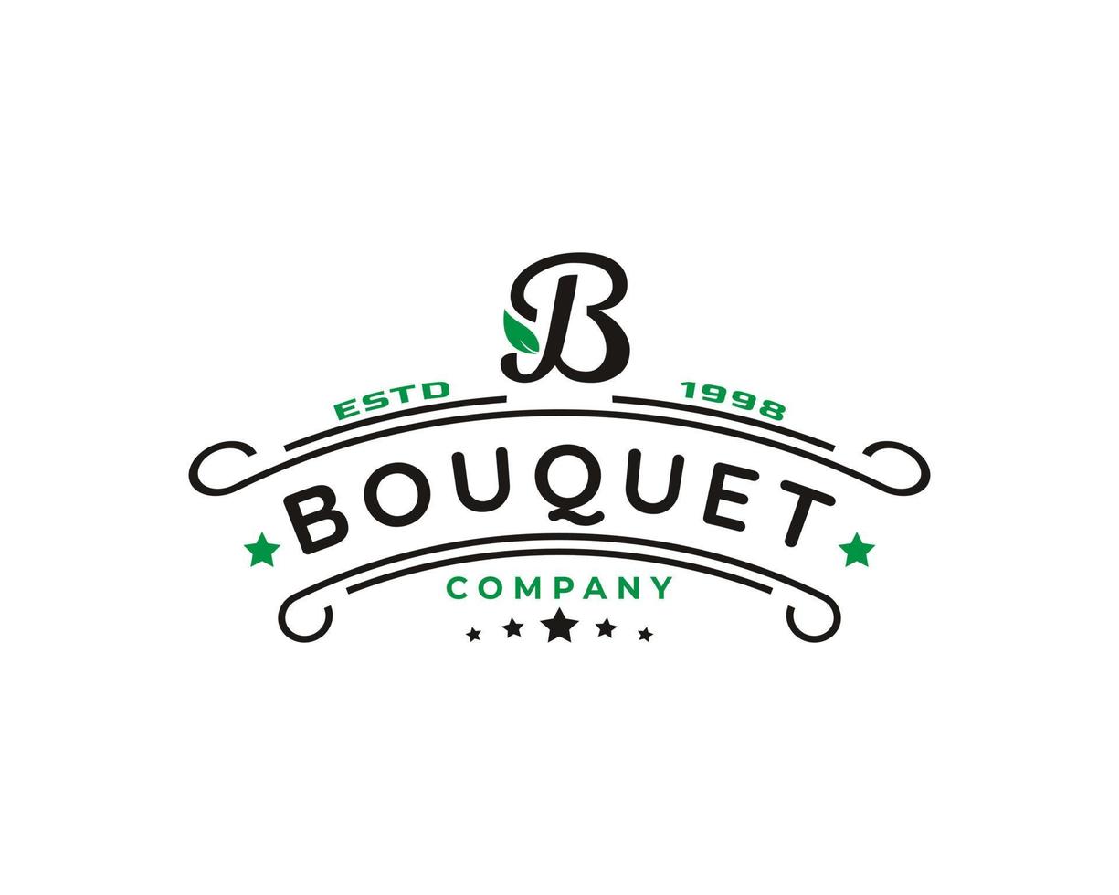 lettre initiale b et feuille pour l'inspiration de conception de logo de bouquet vintage vecteur