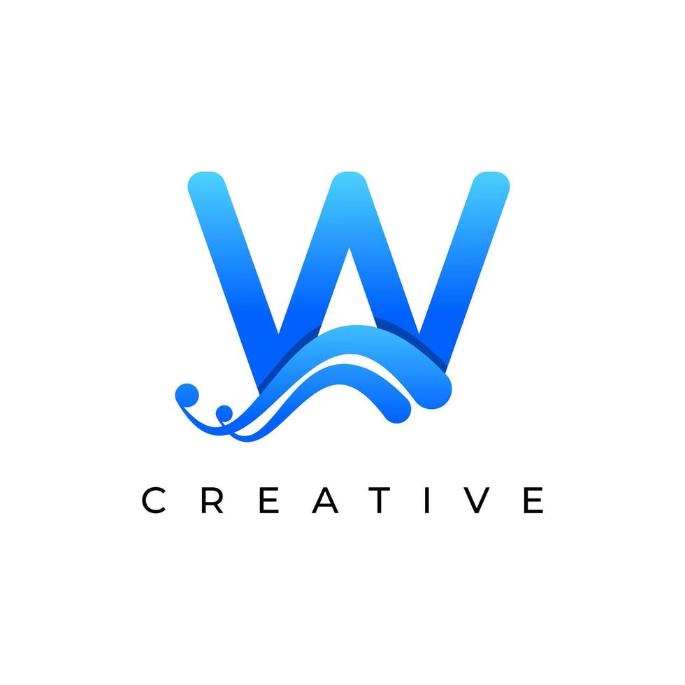 logo de lettre w initiale de société avec dégradé de couleur liquide créatif swoosh, élément de modèle vectoriel