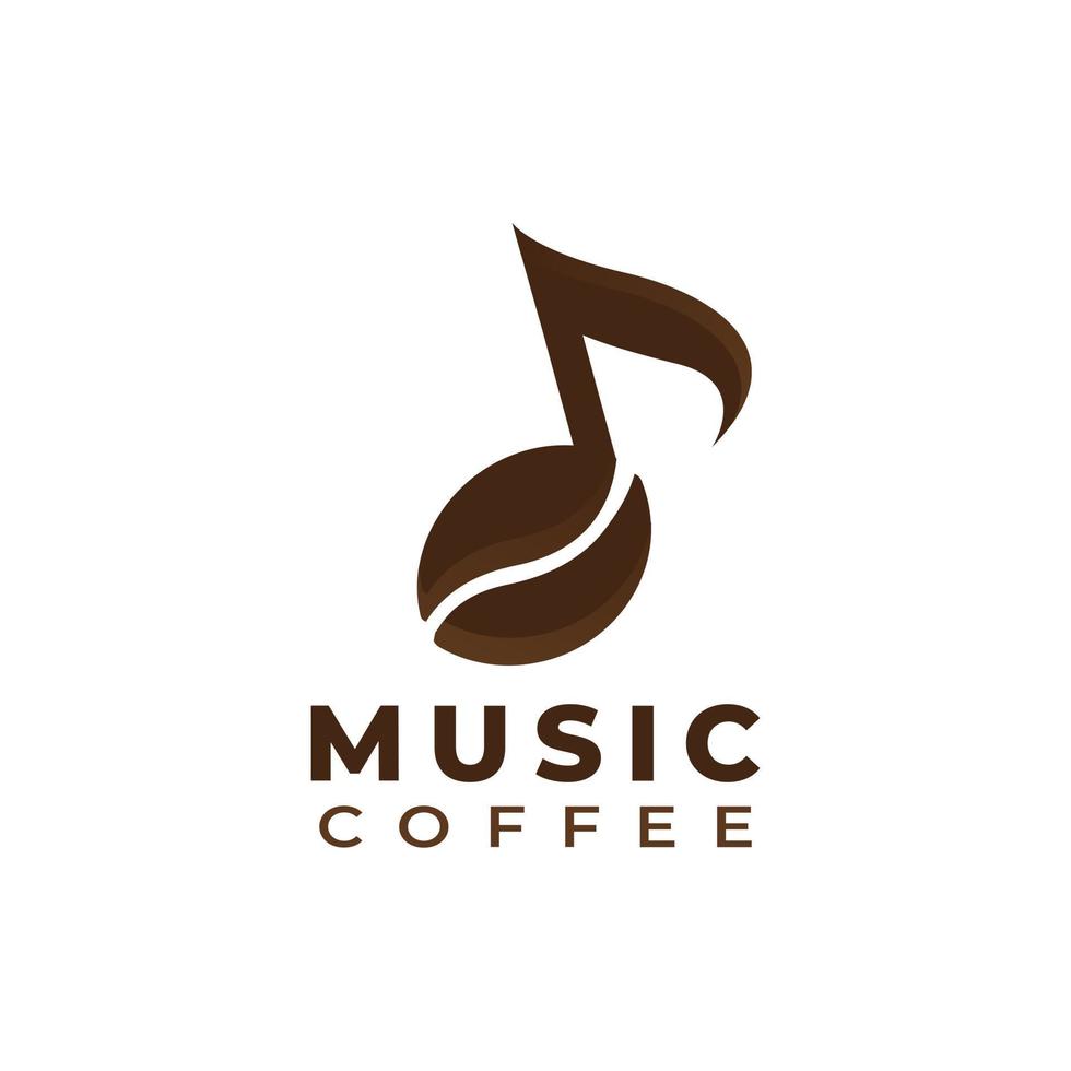icône de musique de café ou élément de modèle de conception de logo de note de musique de café vecteur