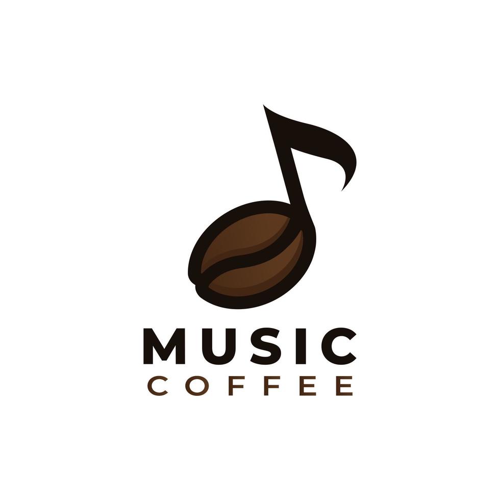 icône de musique de café ou élément de modèle de conception de logo de note de musique de café vecteur