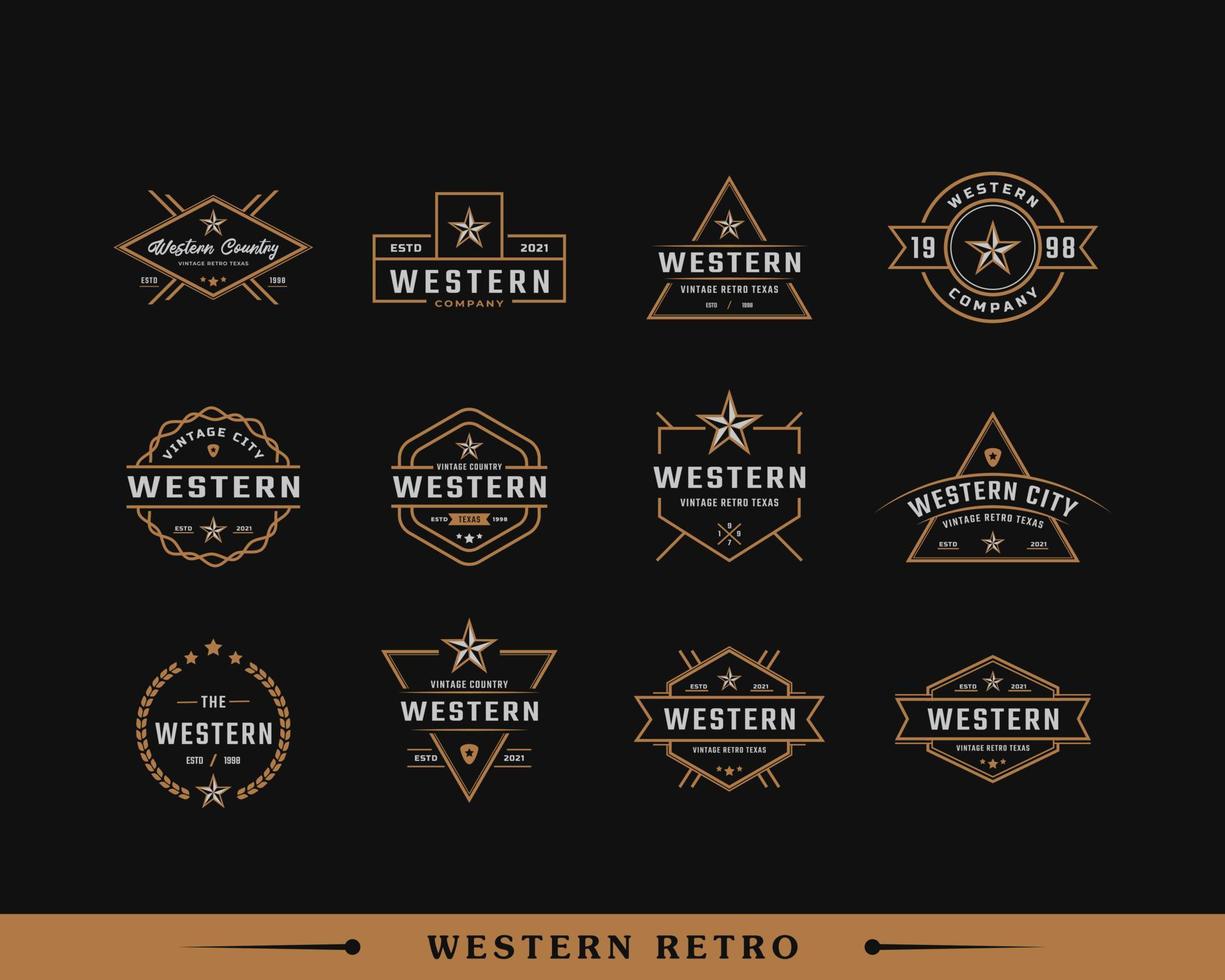 ensemble d'insigne d'étiquette rétro vintage classique pour l'inspiration de conception de logo du pays occidental texas vecteur