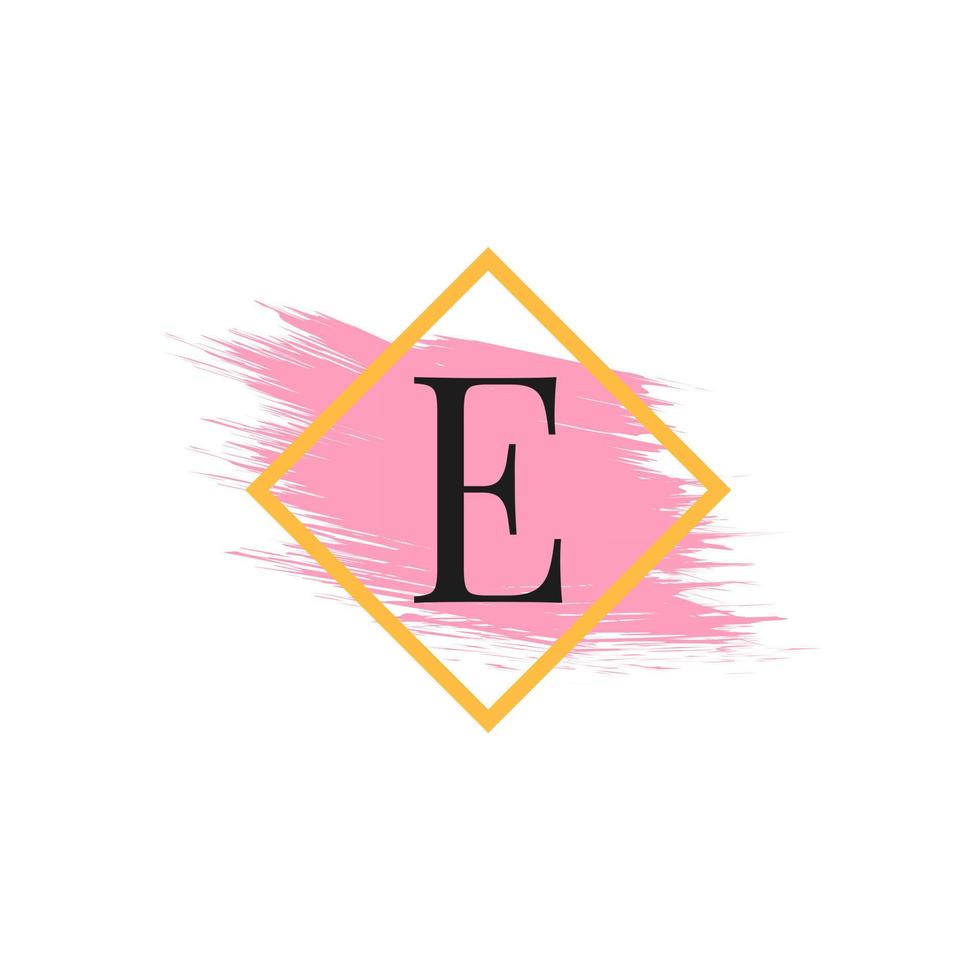 logo lettre e avec coup de pinceau aquarelle. utilisable pour les logos d'affaires, de mariage, de maquillage et de mode. vecteur