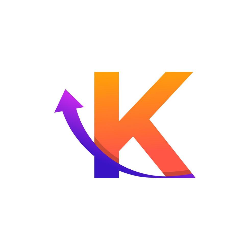 lettre initiale k symbole du logo flèche vers le haut. bon pour les logos d'entreprise, de voyage, de démarrage, de logistique et de graphique vecteur
