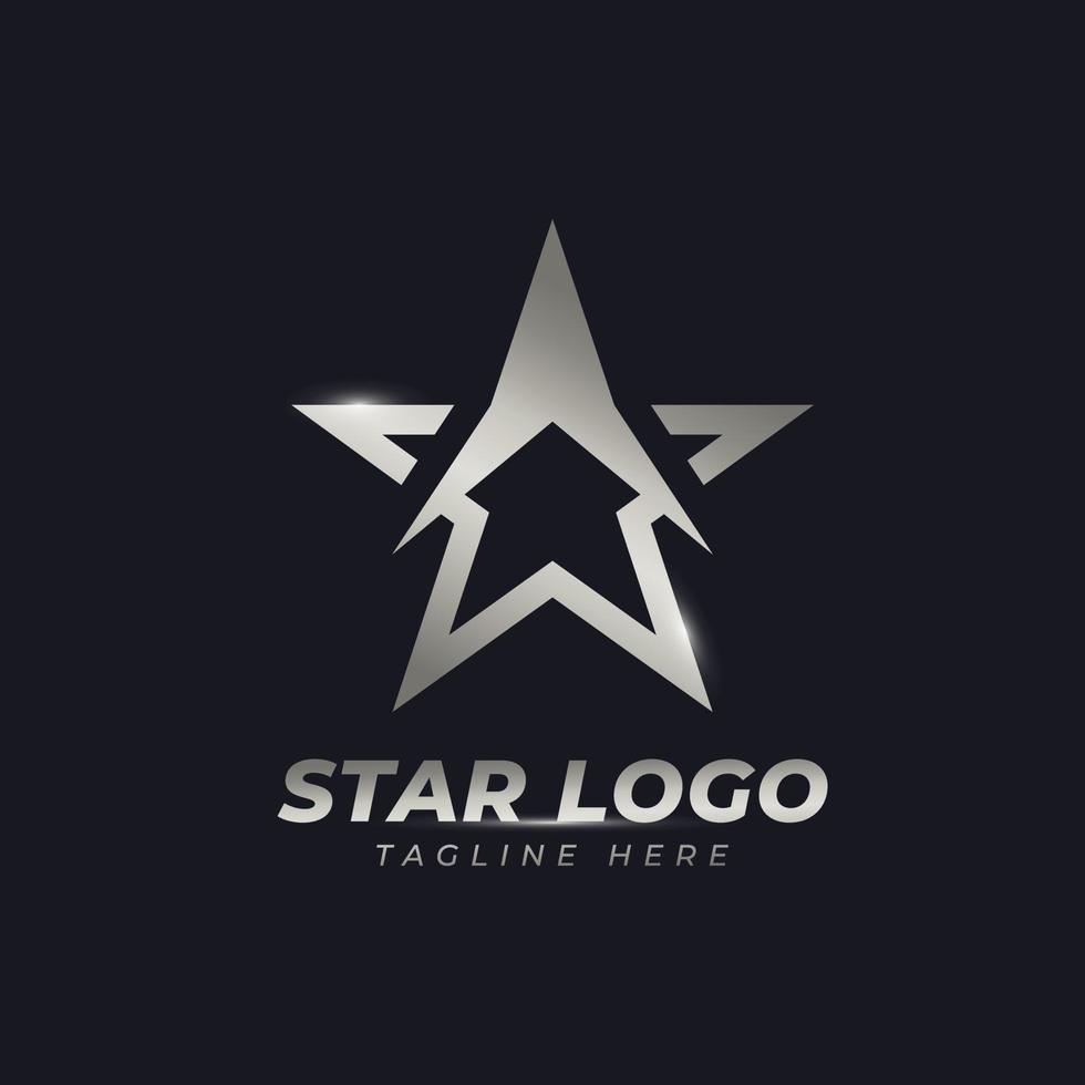 modèle de conception de vecteur de logo étoile d'argent dans un style élégant avec un fond noir