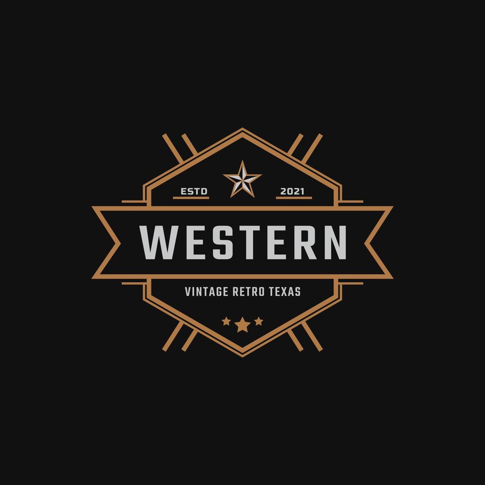 insigne d'étiquette rétro vintage classique pour l'inspiration de conception de logo du pays de l'ouest du texas vecteur