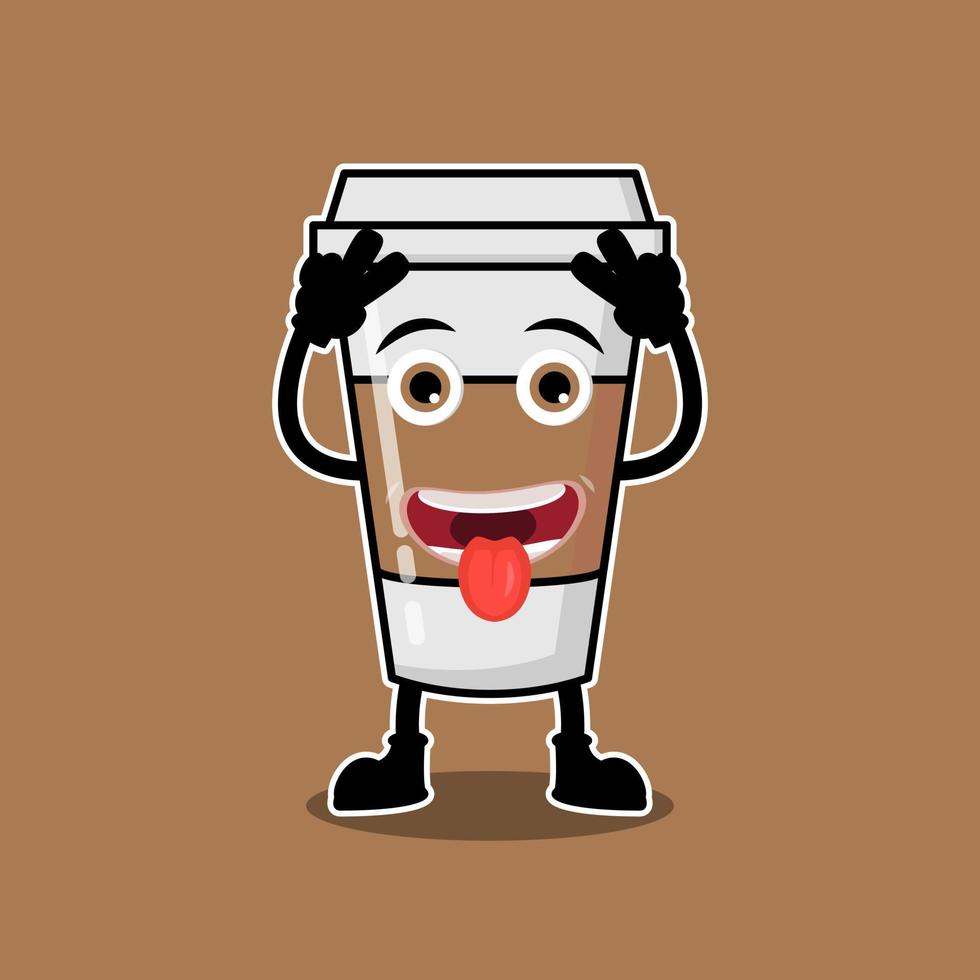 illustration graphique vectoriel de personnages mignons boissons tasse à café, conception adaptée aux boissons de mascotte