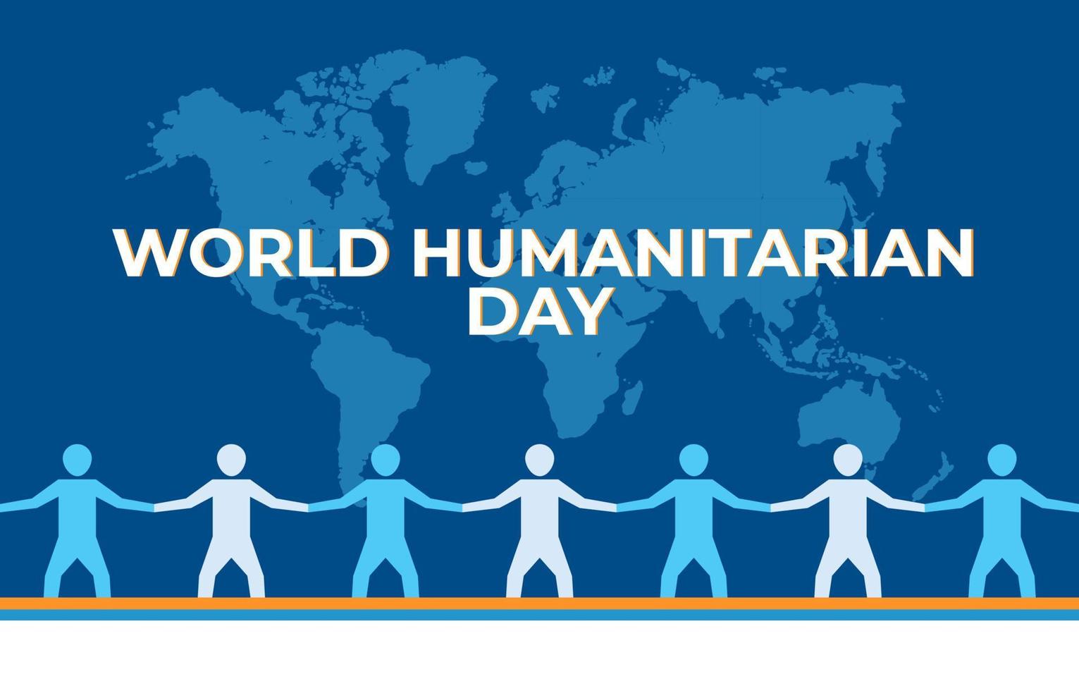 illustration de conception à plat du modèle de journée humanitaire mondiale, conception adaptée aux affiches, arrière-plans, cartes de voeux, thème de la journée humanitaire mondiale vecteur