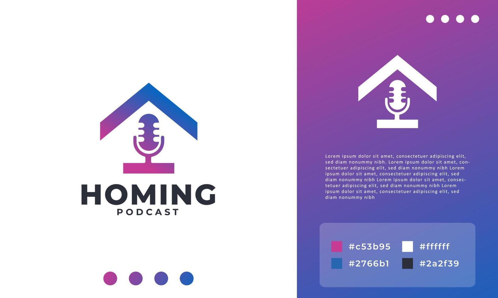 icône de conception de logo de podcast à la maison. adapté à l'industrie du podcast vecteur