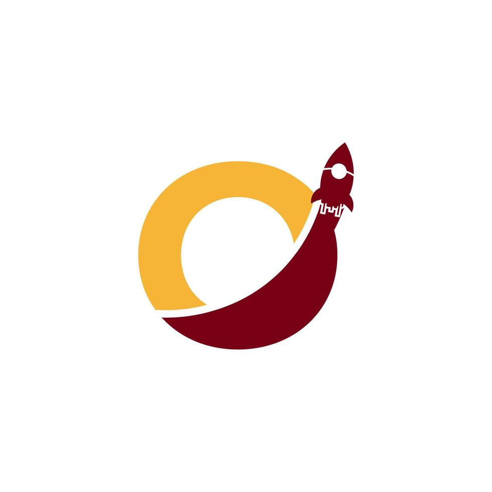 lettre initiale o avec symbole d'icône de logo de fusée. bon pour les logos d'entreprise, de voyage, de démarrage et de logistique vecteur