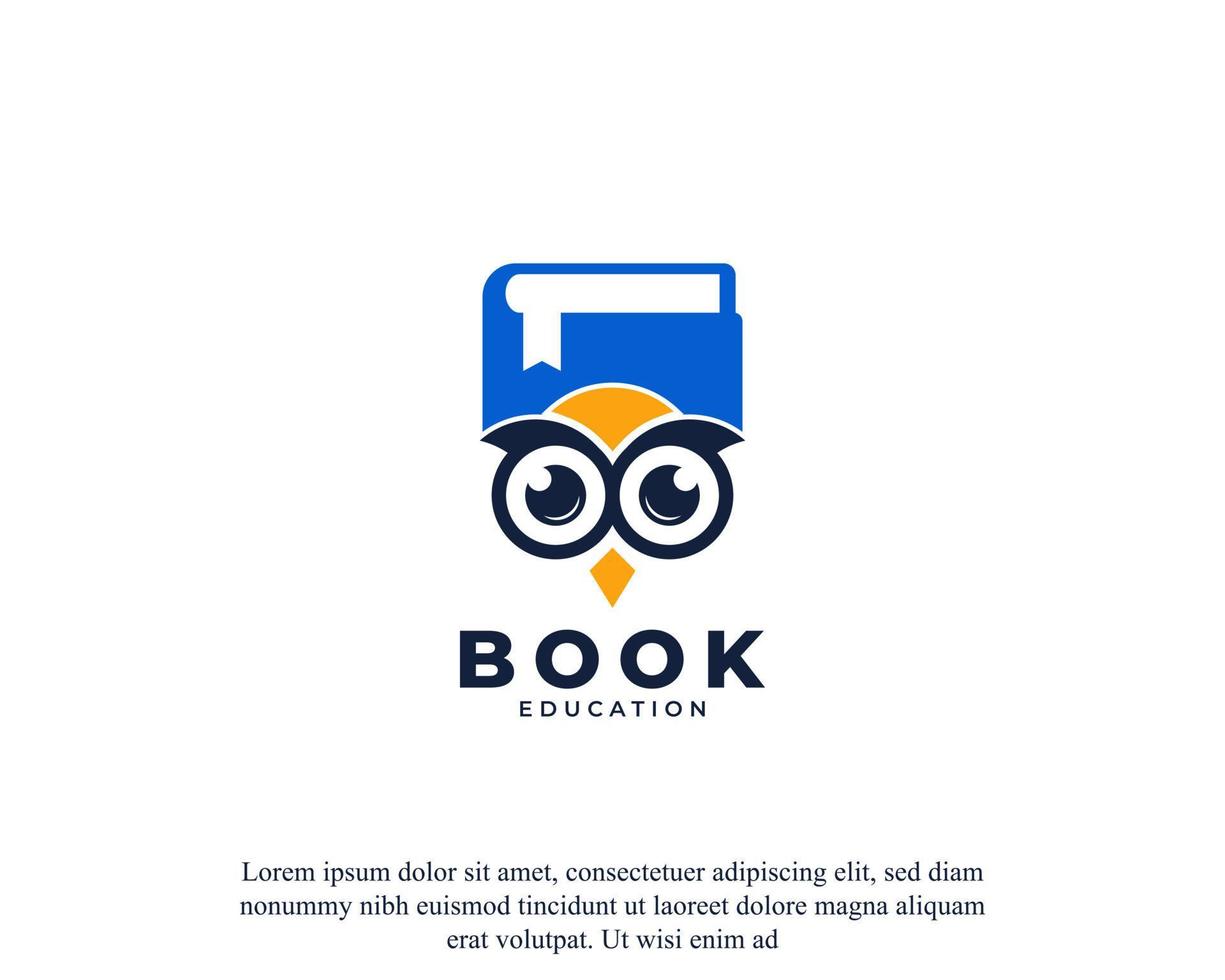 icône de l'école de l'académie. concept de logo de livre de hibou. livre combiné et symbole de la tête de hibou vecteur