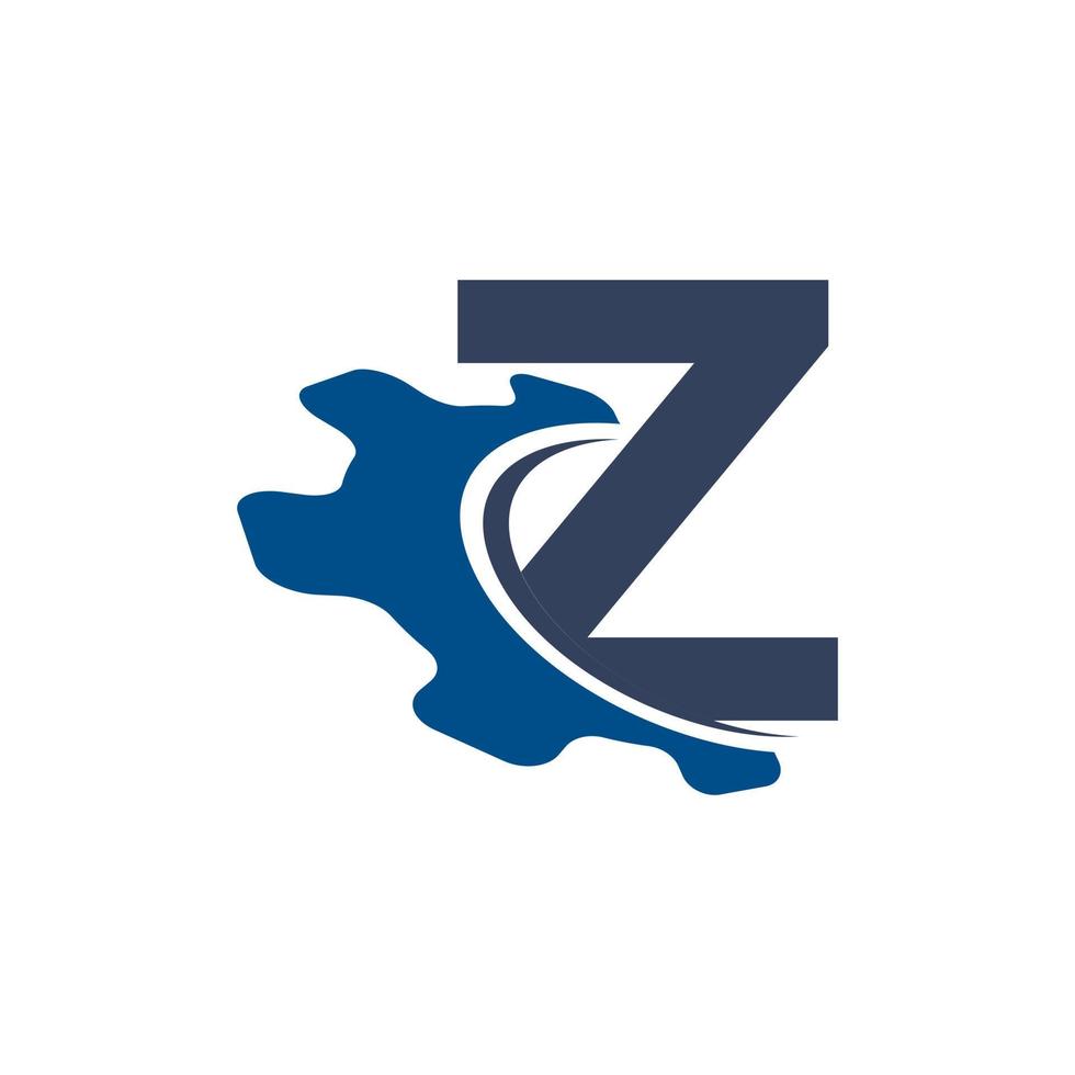 lettre de société z avec création de logo de vitesse automobile swoosh. convient aux logos de construction, automobile, mécanique, ingénierie vecteur