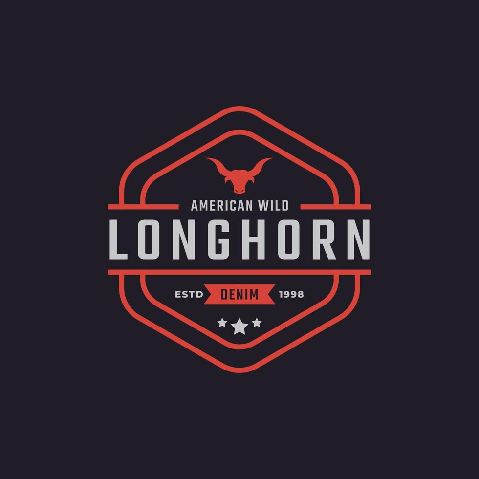 insigne d'étiquette rétro vintage classique pour texas longhorn western tête de taureau famille campagne ferme logo design inspiration vecteur