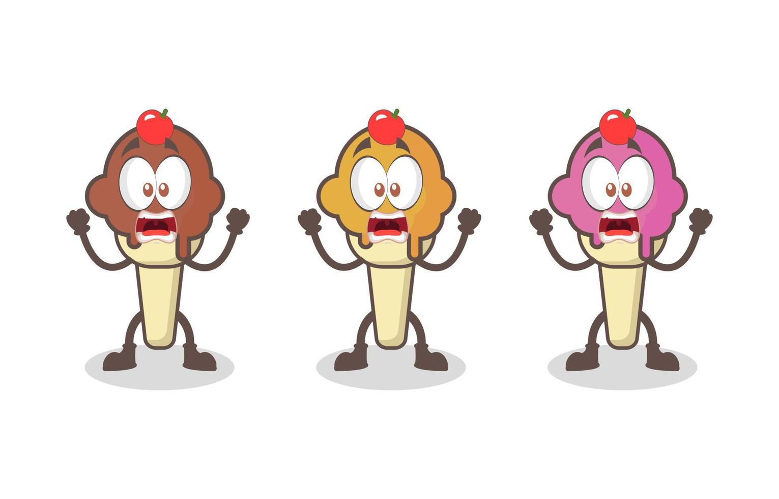 conception d'illustration de mascotte de crème glacée mignonne, adaptée aux conceptions sur le thème de l'alimentation ou à la journée mondiale de l'alimentation vecteur