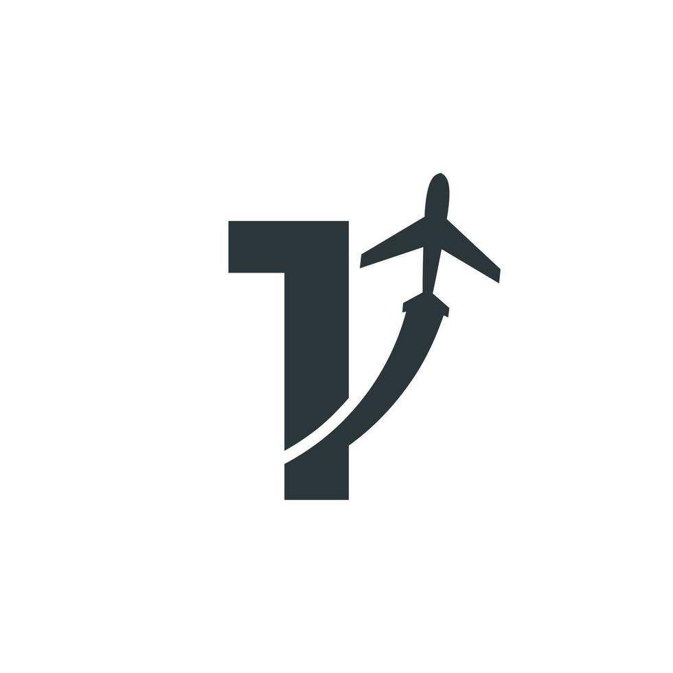 numéro 1 voyage avec élément de modèle de conception de logo de vol d'avion vecteur