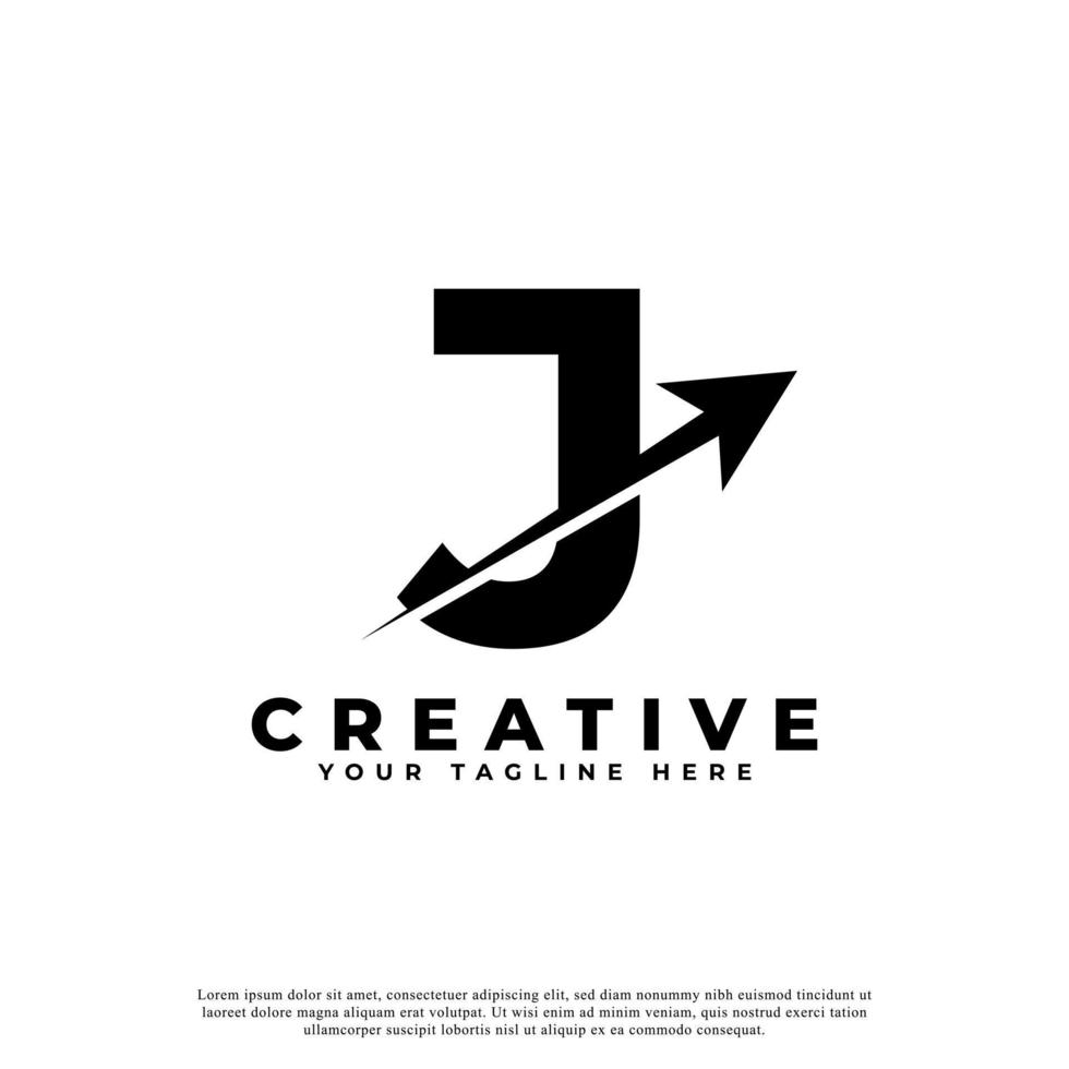 lettre initiale j logotype de forme de flèche créative artistique vers le haut. utilisable pour les logos d'entreprise et de marque. vecteur