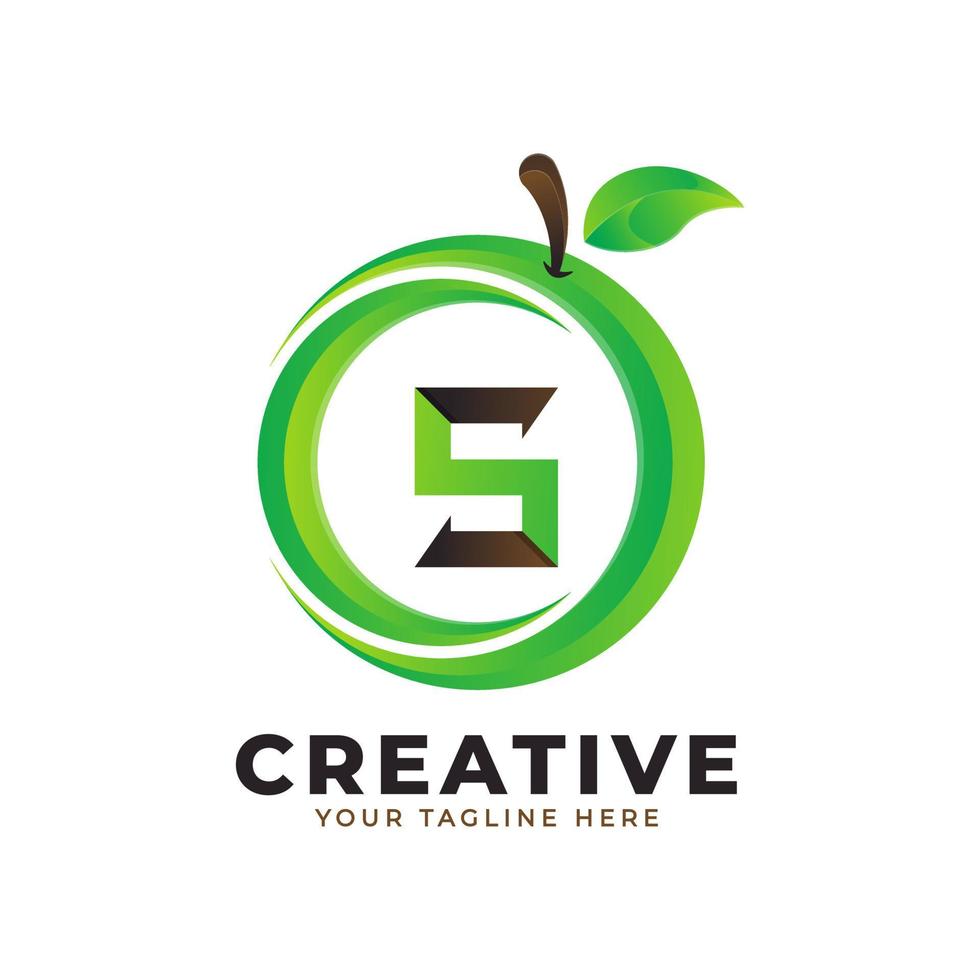 logo de la lettre s en fruits orange frais avec un style moderne. conceptions de logos d'identité de marque modèle d'illustration vectorielle vecteur