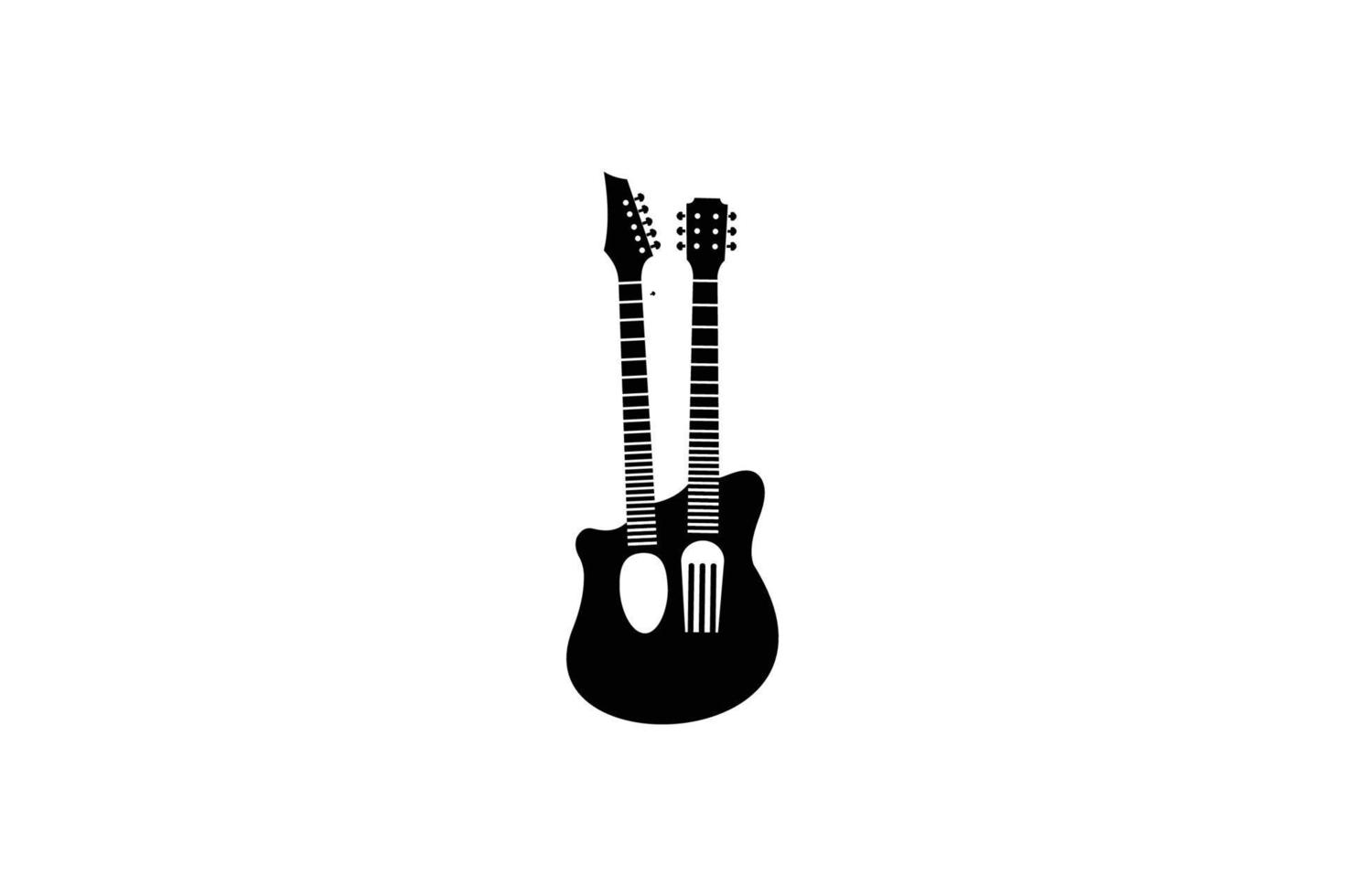 guitare et cuillère, création de modèle de logo de fourchette. illustration de symbole. vecteur