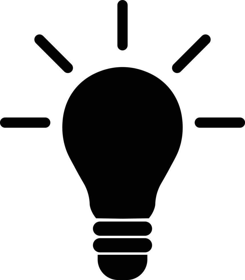 ampoule, idée icône silhouette noire vecteur