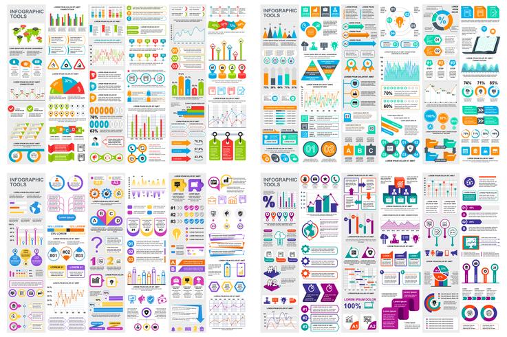 Ensemble de modèle de conception infographie éléments données visualisation de vecteur. Peut être utilisé pour les étapes, les options, les processus métier, les flux de travail, les diagrammes, le concept d&#39;organigramme, la chronologie, les icônes ma vecteur