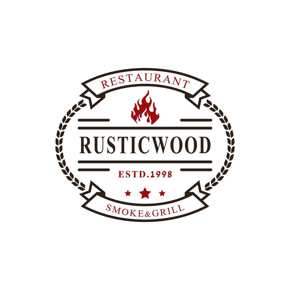 insigne rétro vintage pour barbecue rustique, barbecue, élément de modèle de conception de logo de timbre d'étiquette de barbecue vecteur